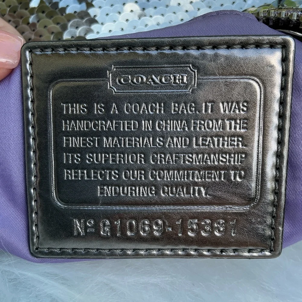 Coach Poppy Y2K Silver Sequin Groovy Shoulder Crossbody Hand Bag - Picture 14 of 16